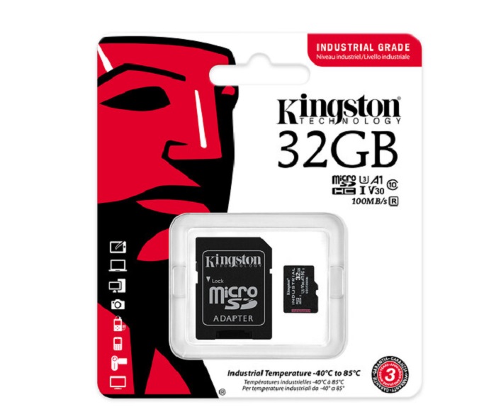 Kingston  Industrial --32GB Flash Memory Card (microSDHC to SD adapter included) 