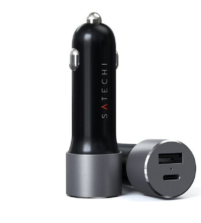 Satechi 72W USB Type-C/USB Type-A Dual-Port USB PD Car Charger (Space Gray)