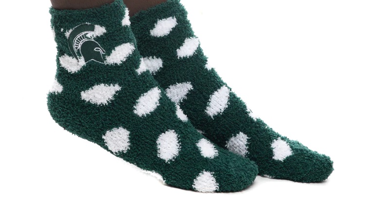 MSU Fuzzy Polka Dot Socks