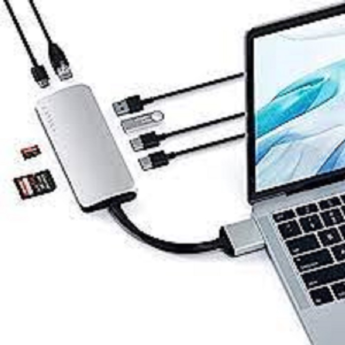Satechi Type-C Dual Multimedia Adapter - (two 4K HDMI ports, USB-C PD 3.0, Gigabit Ethernet, Micro/SD card readers & USB 3.0 ports)