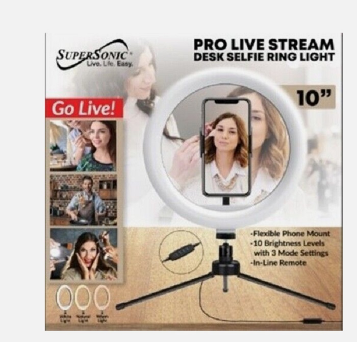 SuperSonic Pro LIve Stream 10" LED Table Top Selfie Ring Light
