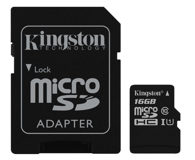 Kingston 16GB Flash Memory Card (microSDHC to SD adapter included)