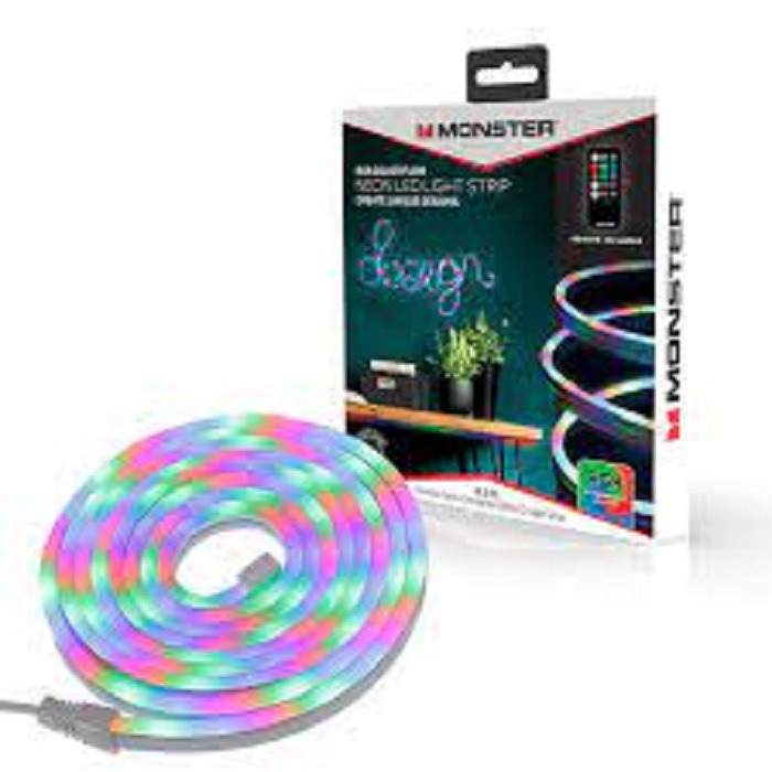 Monster Neon Flow LED Light Strip - Multi 6.5ft with Remote Control.  Backlight TV, PC monitor or any space.  