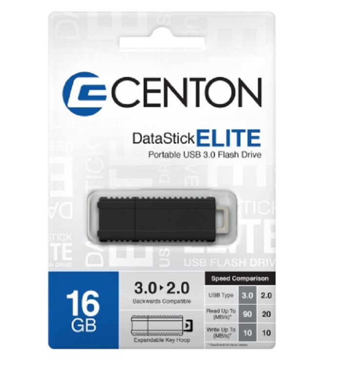 Centon DataStick Elite USB 3.0 Flash Drive - Black 16GB