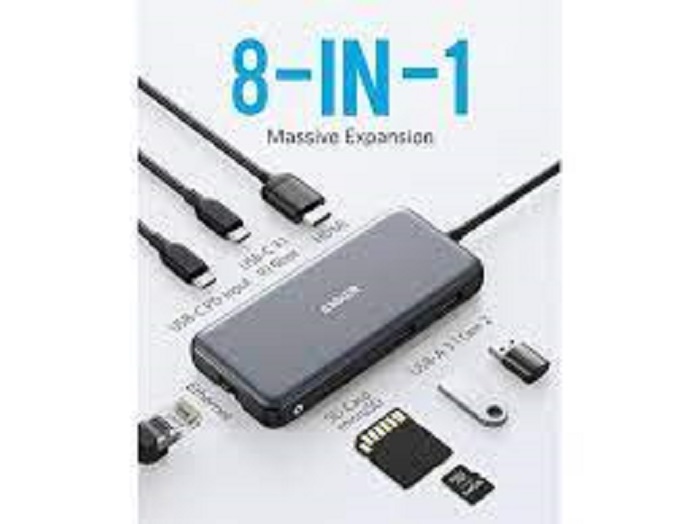 OPENBOX Anker USB C Hub, 555 USB-C Hub (8-in-1), with 100W Power Delivery, 4K 60Hz HDMI Port, 10Gbps USB C and 2 USB A Data Ports, Ethernet Port, microSD and SD Card Reader, for MacBook Pro and More