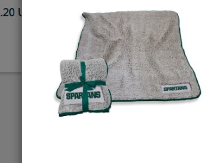 Blanket MSU Frost Fleece Sherpa. Green Trim. The frosty tipped high-pile Sherpa material will keep you warm all winter long. 60"x 50". Polyester