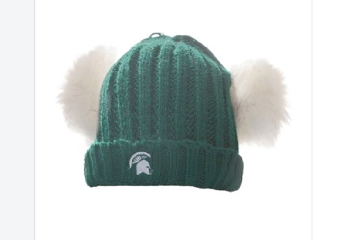 MSU Youth two-pom knit hat