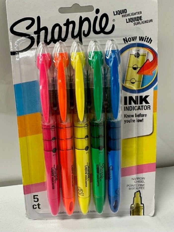5 pack Highlighter.  Yellow/pink/orange/green & blue