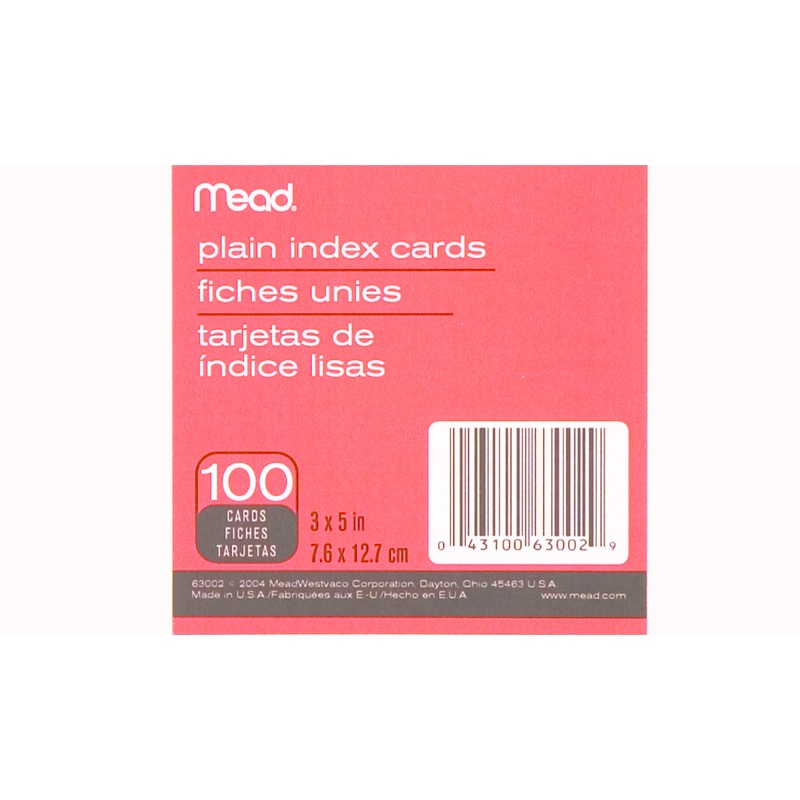 Mead 3x5 Plain Index Cards